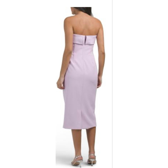 Women's RENE BY RENE RUIZ Strapless Floral Tea-Length Dress Pink Multi - Picture 2 of 3